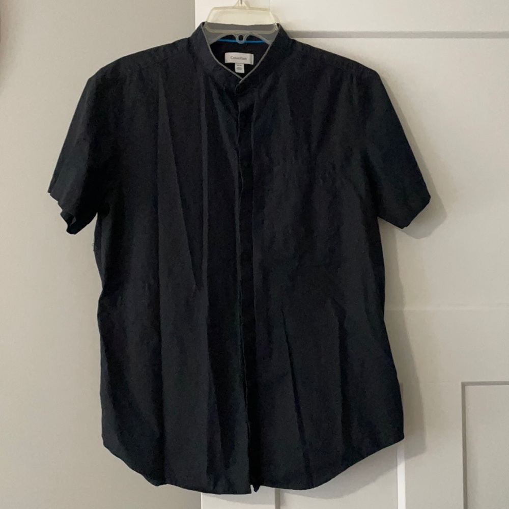 Men’s Calvin Klein Extreme Slim Fit Black Snap Front Dress Shirt Size Medium
